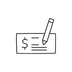 Payment Check Icon  in black line style icon, style isolated on white background