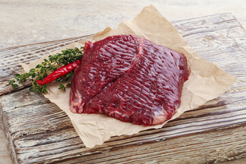 Raw beef machete steak for grill