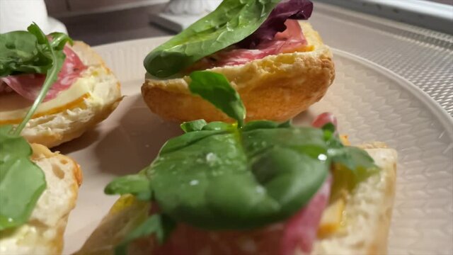 sandwitches with ruccula and tryffel salami