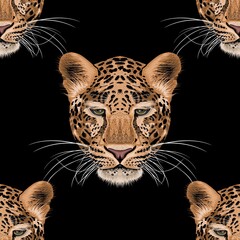 Vector sketch of  leopard head.Animal print.Wildlife.