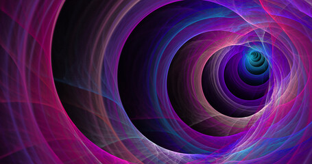 Fantastic swirl tunnel. Abstract rainbow texture. Fractal background. Fantasy digital art. 3D rendering.