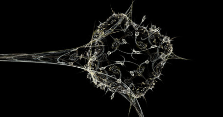 Abstract fractal virus. Fantastic glowing fractal shapes. Digital fractal art. 3d rendering.