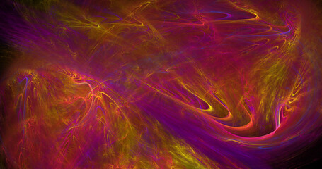 Obraz na płótnie Canvas Abstract colorful fractal waves. Fantasy light background. Generative art. 3d rendering.