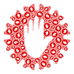 Vector stop hand coronavirus icon collage. Stop hand coronavirus collage is made of scattered recursive stop hand coronavirus elements. Recursive collage of stop hand coronavirus icon.