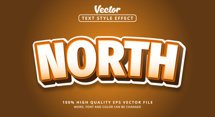 Editable text effect, North text with color white and orange style