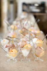 Candy bar with a variety of sweets, celebrations, high-calorie and sweet food, desserts for the holidays.