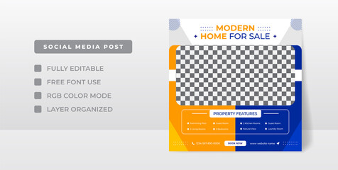 Real estate social media post, real estate web banner template, colorful, elegant design, 