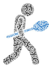 Vector spoon courier icon collage. Spoon courier composition is constructed with scattered recursive spoon courier items. Recursive collage for spoon courier icon.