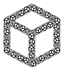 Vector cube ribs icon composition. Cube ribs collage is formed from randomized recursive cube ribs pictograms. Recursive composition from cube ribs icon.