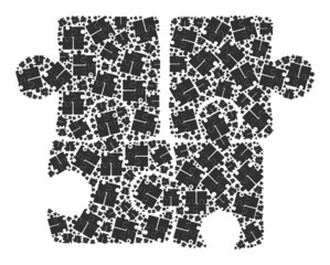 Vector puzzle icon composition. Puzzle composition is made of repeating recursive puzzle elements. Recursive composition from puzzle icon.