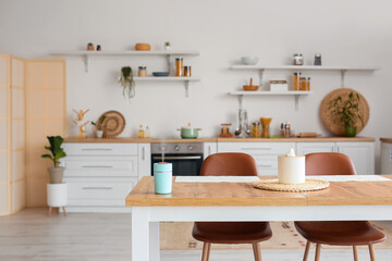 Obraz na płótnie Canvas Interior of stylish kitchen with modern humidifier
