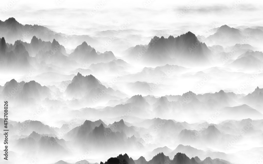 Wall mural clouds over mountains