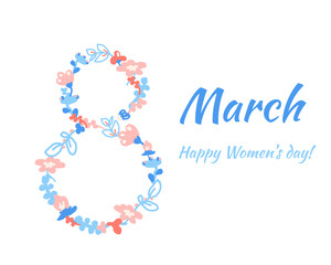 Banner for the International Women's Day. Flyer for March 8 with the decor of flowers.