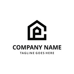 letter C P Line Home Real Estate Logo. the initial concept of the C P house. Residential Complex Simple Vector Logo Template. - vector
