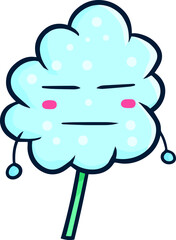 Funny light blue cotton candy cartoon character