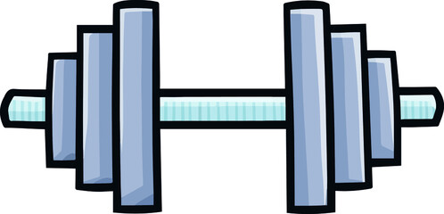 Grey dumbbell for fitness in cartoon style