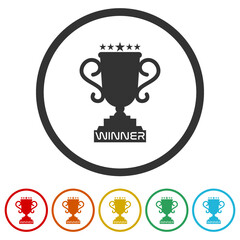 Award cup icon isolated on white background, color set