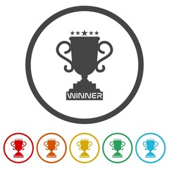 Award cup icon isolated on white background, color set
