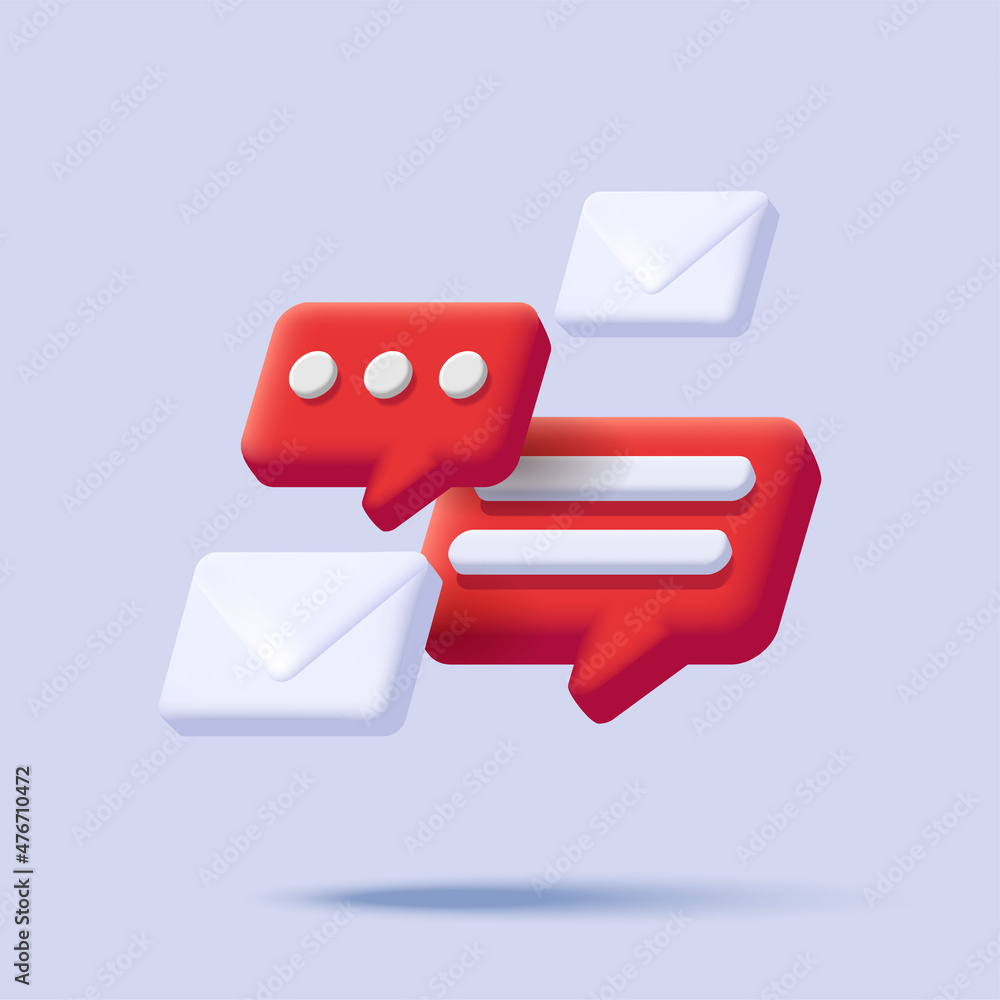 Poster 3d isometric composition with digital email icons of envelope and message boxes