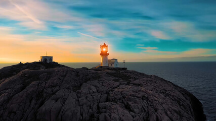 lighthouse in the sunset