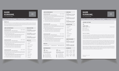 Professional Resume Layouts and Creative CV with Cover Letter Vector Template 
