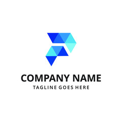 Creative modern abstract illustration early sign P technology geometric logo design template