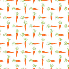 Seamless pattern with carrot. Healthy food print, orange vegetable background. Vector flat illustration