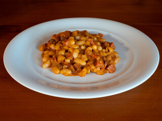 Bean Goulash or Wiener Bohnengulasch, a Viennes Stew from Vienna, Austria on a White Plate