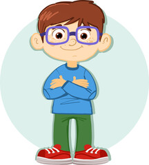 smart boy with glasses with determined attitude
