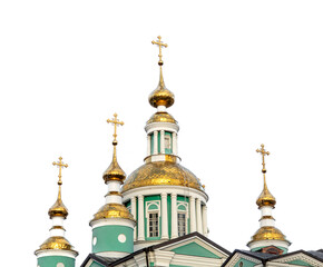 Fototapeta na wymiar Gold crosses on an Orthodox church