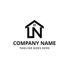 Creative modern abstract illustration initials L N real estate sign logo design template