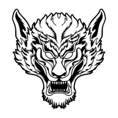 Blue Wolf Head Character vector Illustration t shirt design