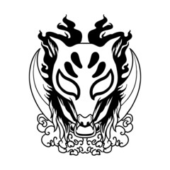Japanese Fox kitsune Mask Vector Illustration tshirt design
