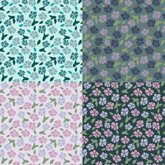 seamless pattern flowers flat pack