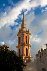 Fototapeta na wymiar Bell tower of the Saint-Marie church, Calvi, Corsica, France