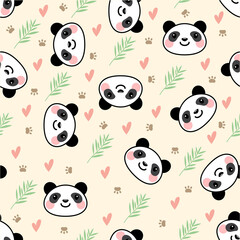 Cute panda seamless pattern in soft color