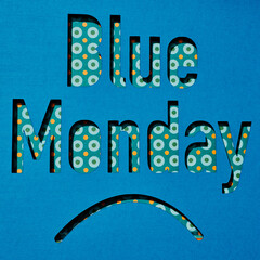 sad mouth and text blue monday
