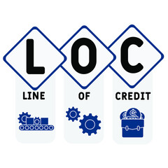 LOC - Line of Credit acronym. business concept background. vector illustration concept with keywords and icons. lettering illustration with icons for web banner, flyer, landing page