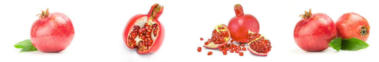 Group of pomegranates isolated on a white background cutout