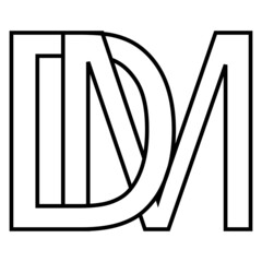 Logo sign dm md icon, sign dm interlaced letters d m