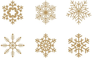 Goldene frostige abstrakte Schneeflocken Symbol set auf einem weissen Hintergrund.
Gold Schneeflocken Icons als Vektor.