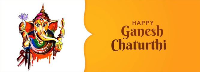 Happy ganesh chaturthi utsav festival card banner background
