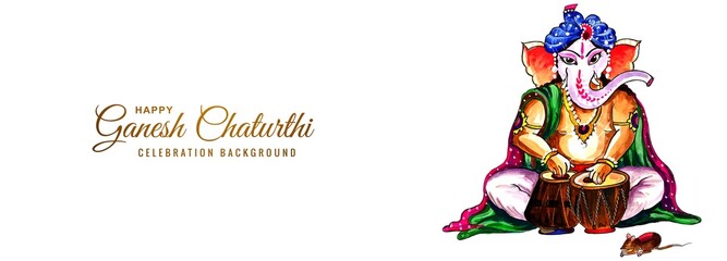 Beautiful watercolor loard ganesh for ganesh chaturthi banner
