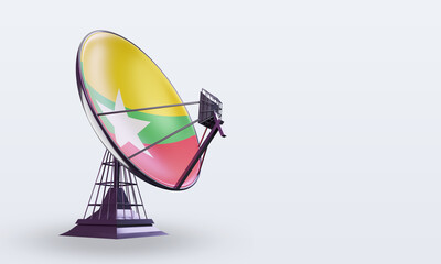 3d satellite Myanmar flag rendering left view