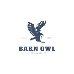 Barn Owl Flying Logo Design Vector Image