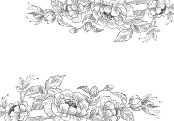Modern decorative floral background with sketchy style