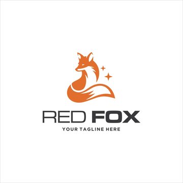 Red Fox Sitting Logo Design Vector Image