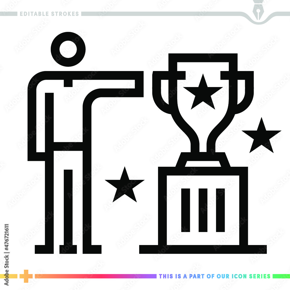 Poster line icon for game competition illustrations with editable strokes. this vector graphic has customiz