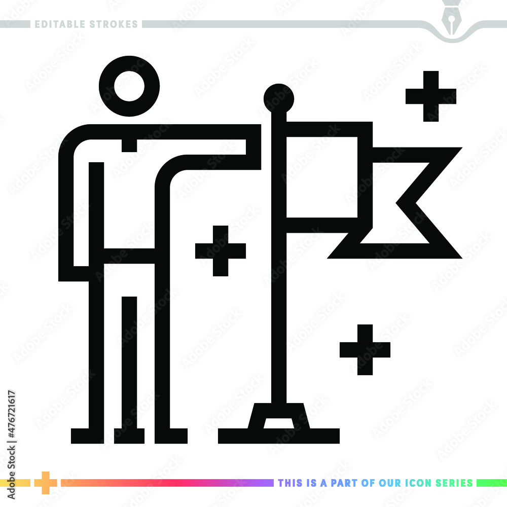 Aufkleber line icon for vision and mission illustrations with editable strokes. this vector graphic has custom