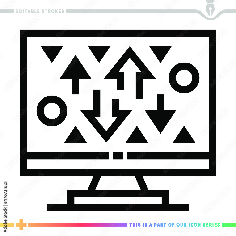 Poster line icon for exchange rates illustrations with editable strokes. this vector graphic has customizab